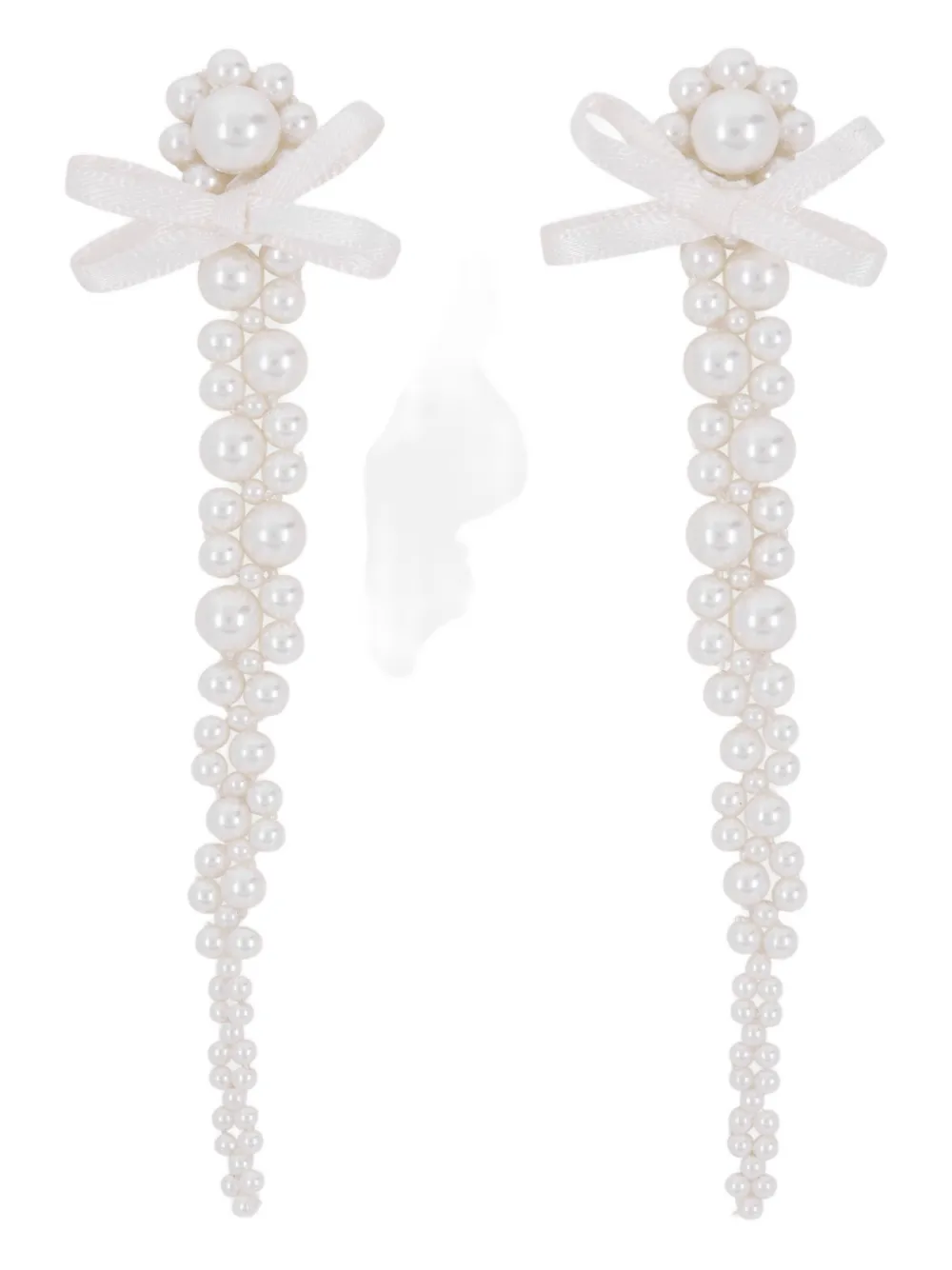 Simone Rocha Petite Bow Detail Drop Earrings In Metallic
