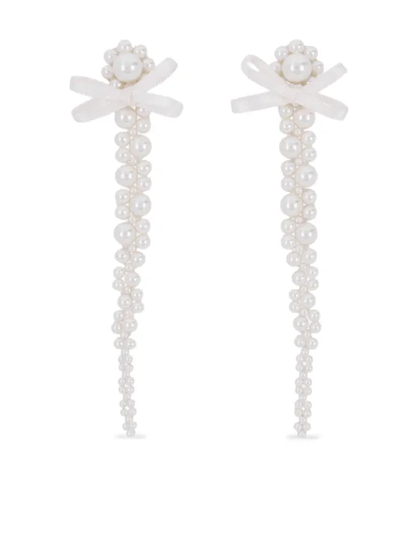 Simone Rocha パール リボン ドロップピアス | ニュートラル | FARFETCH JP