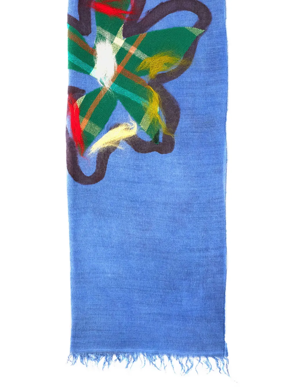 Exquisite J Sjaal met bloemenapplicatie - Blauw