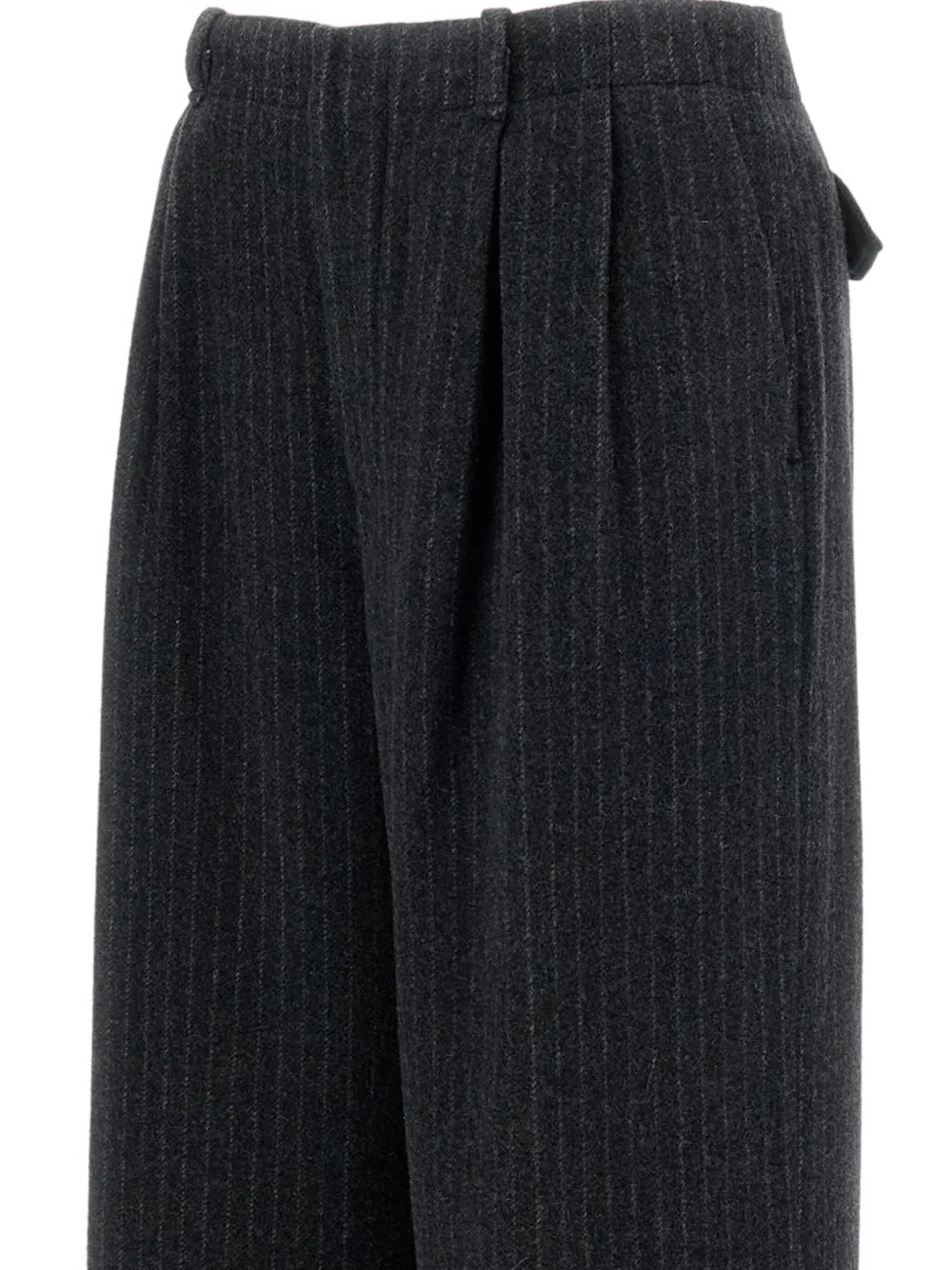 Durazzi Milano Pinstriped Wide-leg Trousers With Tailored Fit In Black