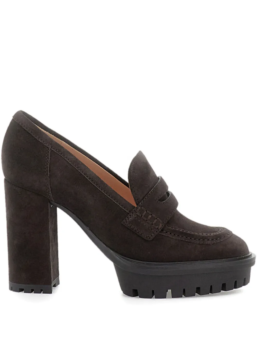 Gianvito Rossi loafer-style platform heeled pumps Brown