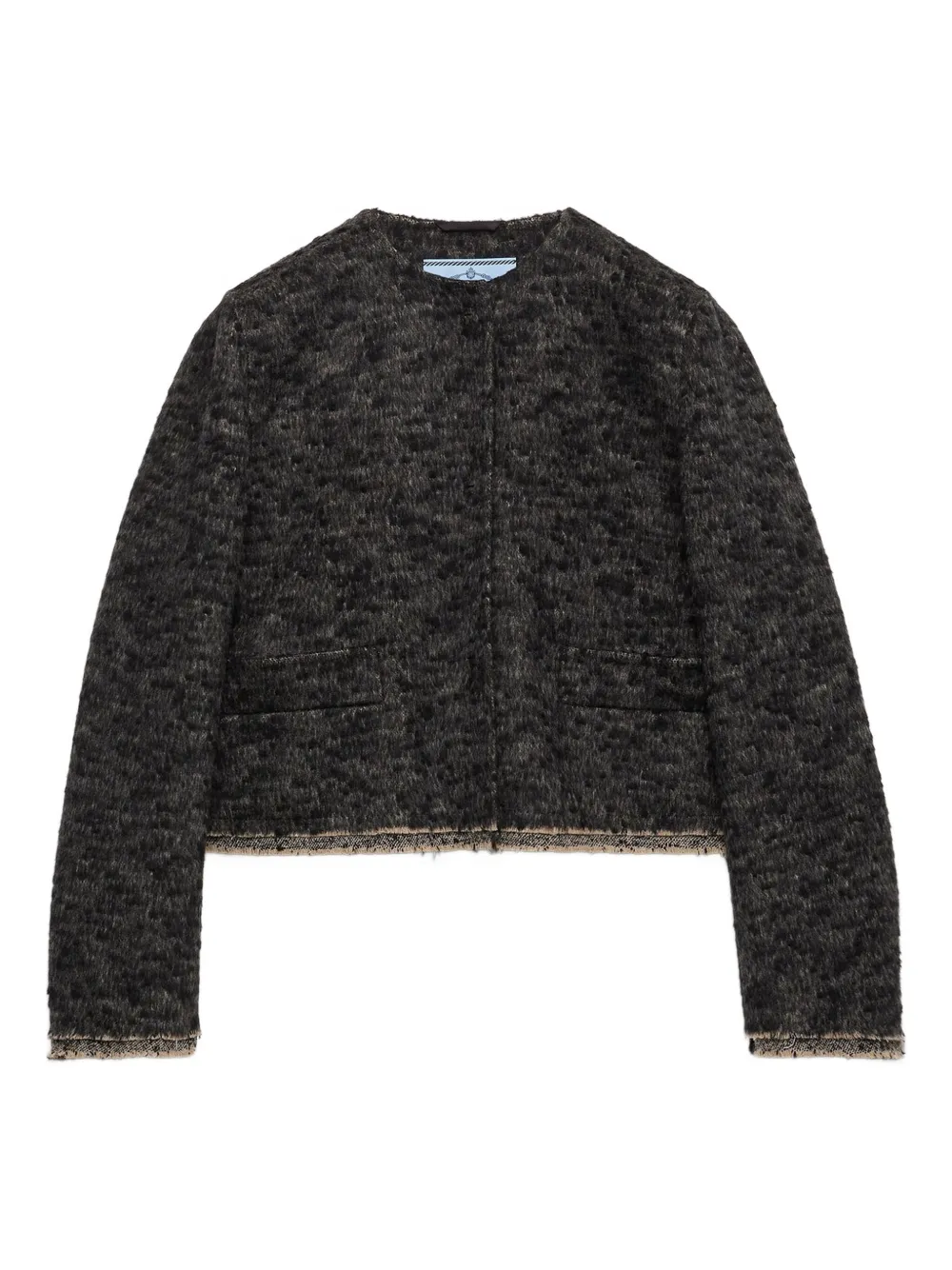 Prada Contrast-trim Jacket In Gray