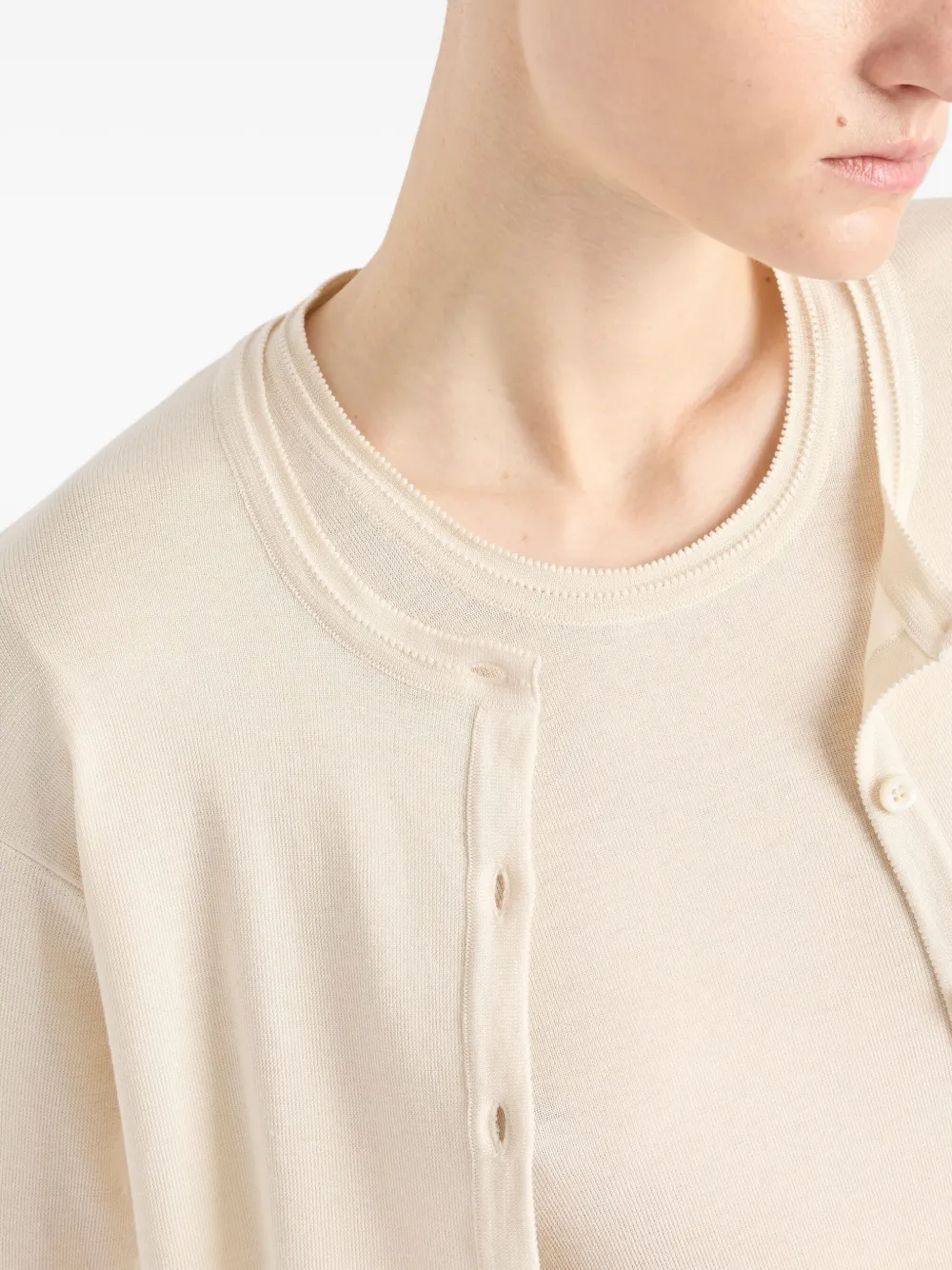 Prada Trui met logo en korte mouwen Beige