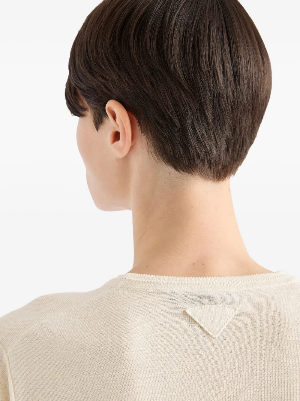 Prada Trui met logo en korte mouwen Beige