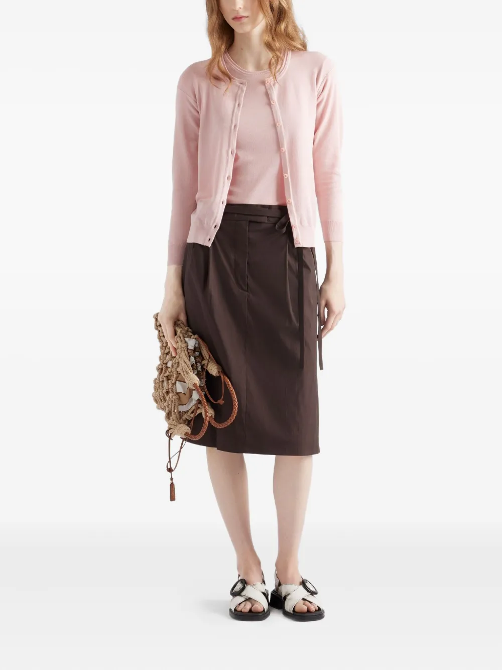 Prada Geribbelde trui met korte mouwen Roze