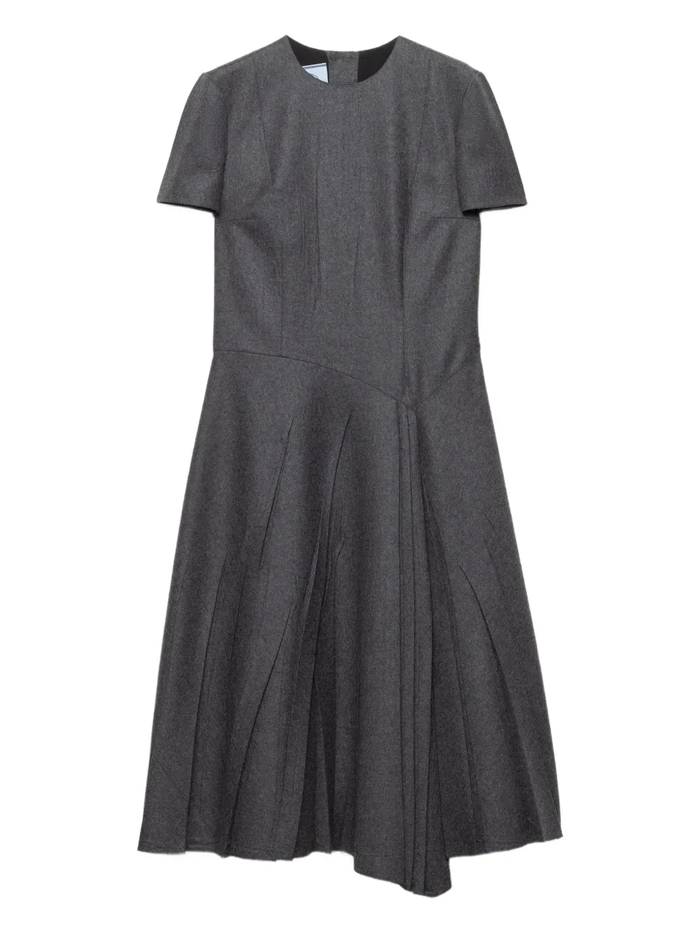 Prada Asymmetrical Short-sleeve Midi Dress In Gray