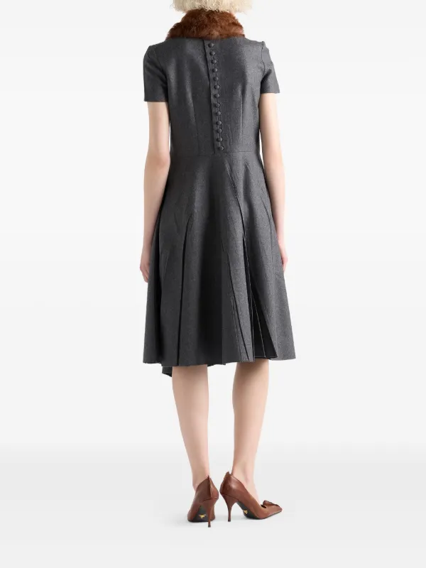 Prada Flannel Dress, Woman, Slate Gray, Size 44