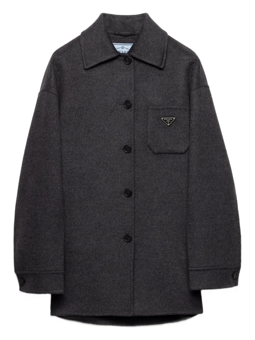 Prada contrast-collar buttoned coat | Black | Image 1