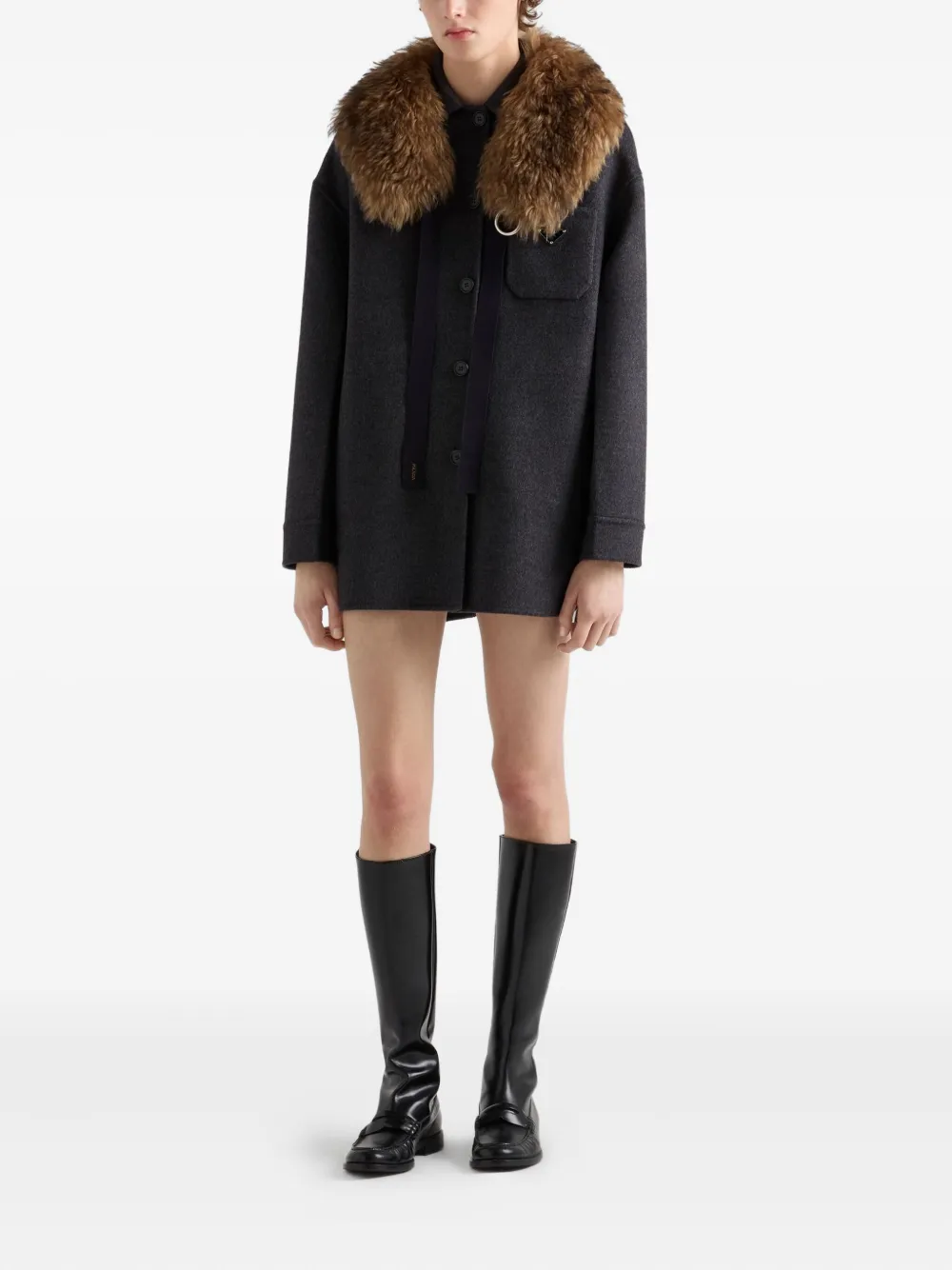 Prada Jack met contrasterende kraag - Zwart