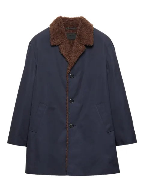 Prada notch-lapel shearling-collar coat