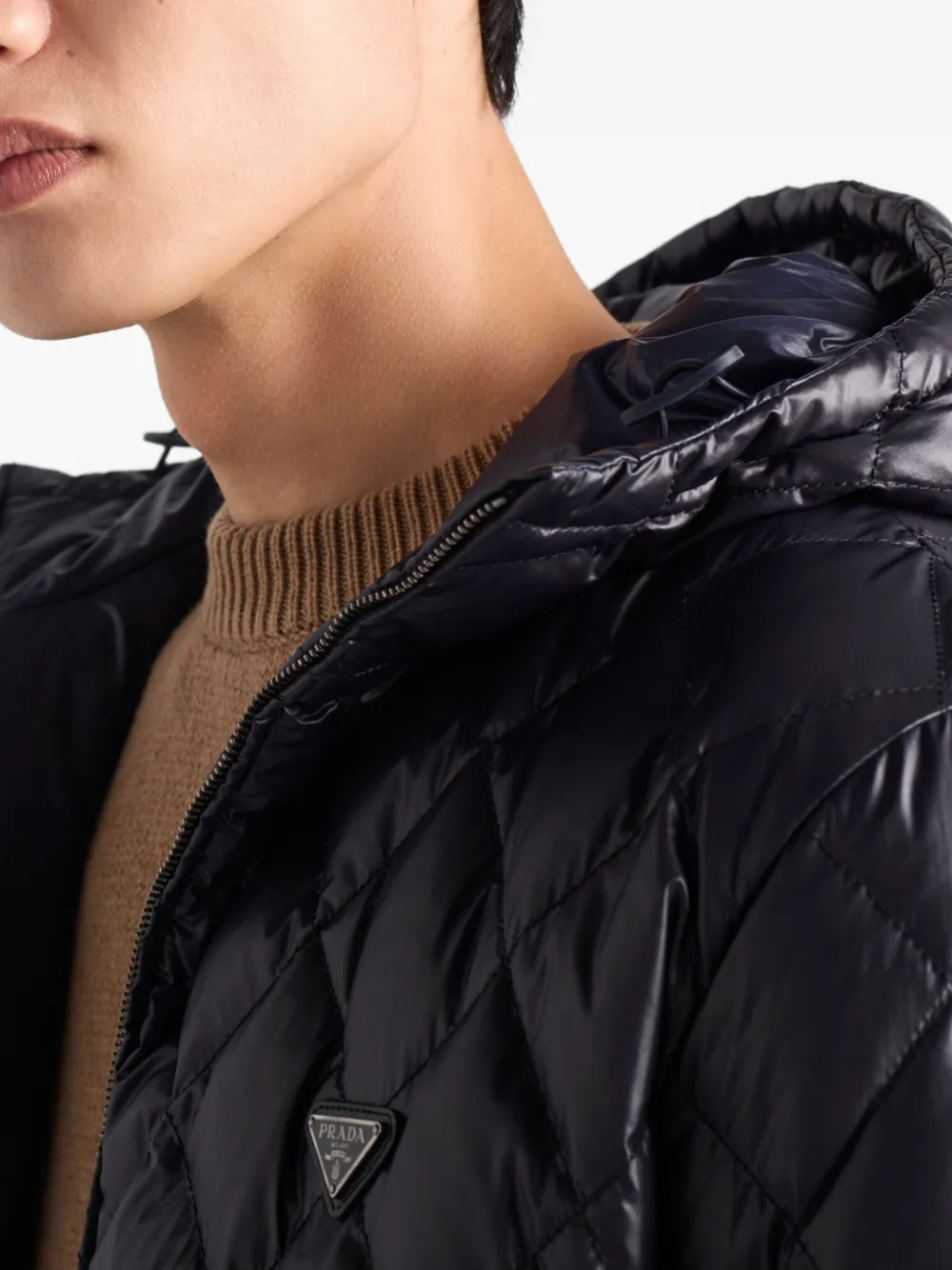 Prada Gevoerd jack met capuchon Zwart