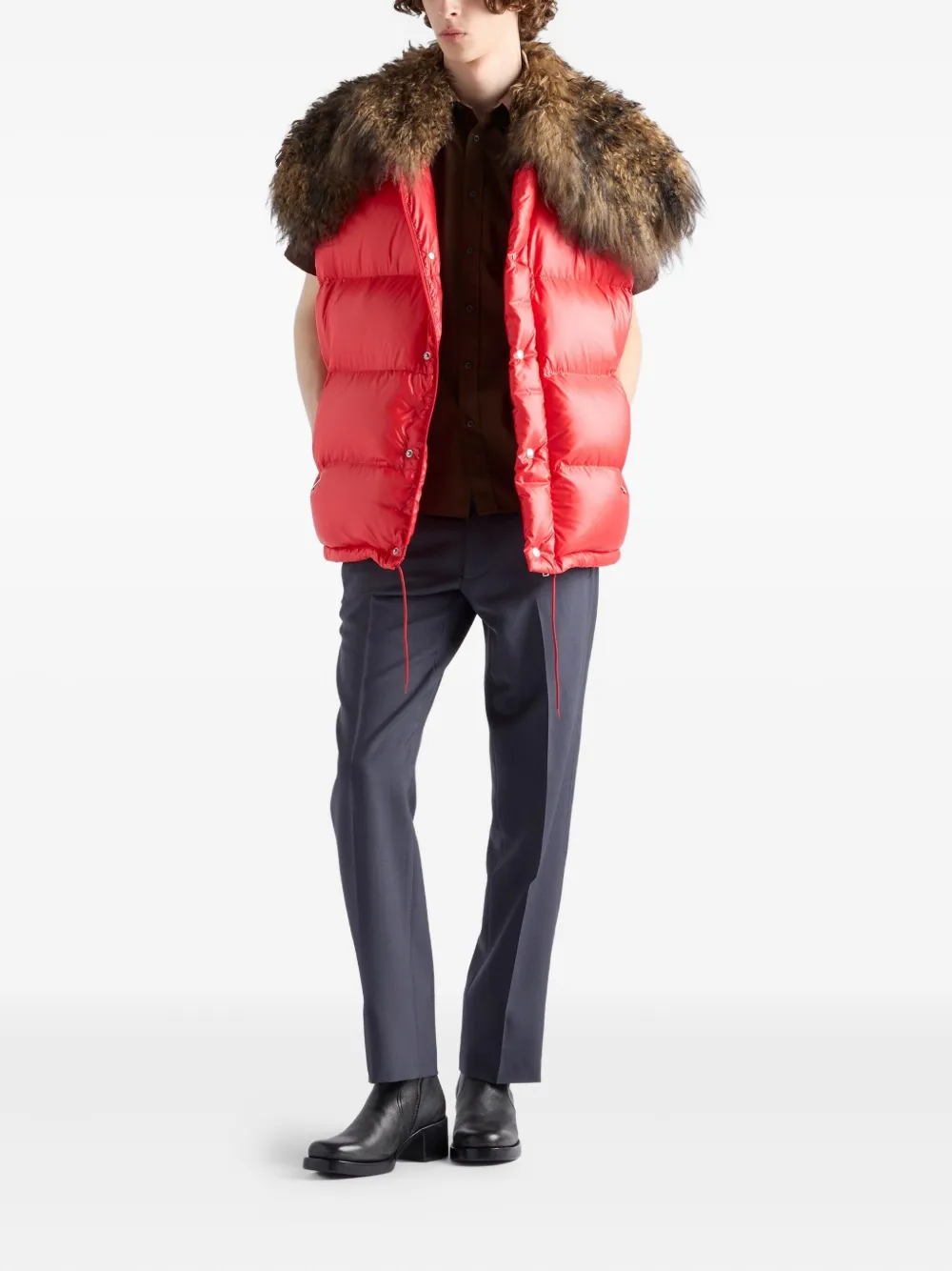 Prada Bodywarmer met getextureerde kraag Rood