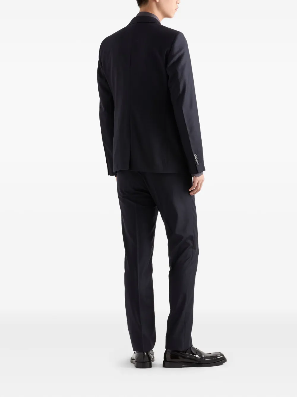 Prada Pak met gekerfde revers en krijtstreep Blauw