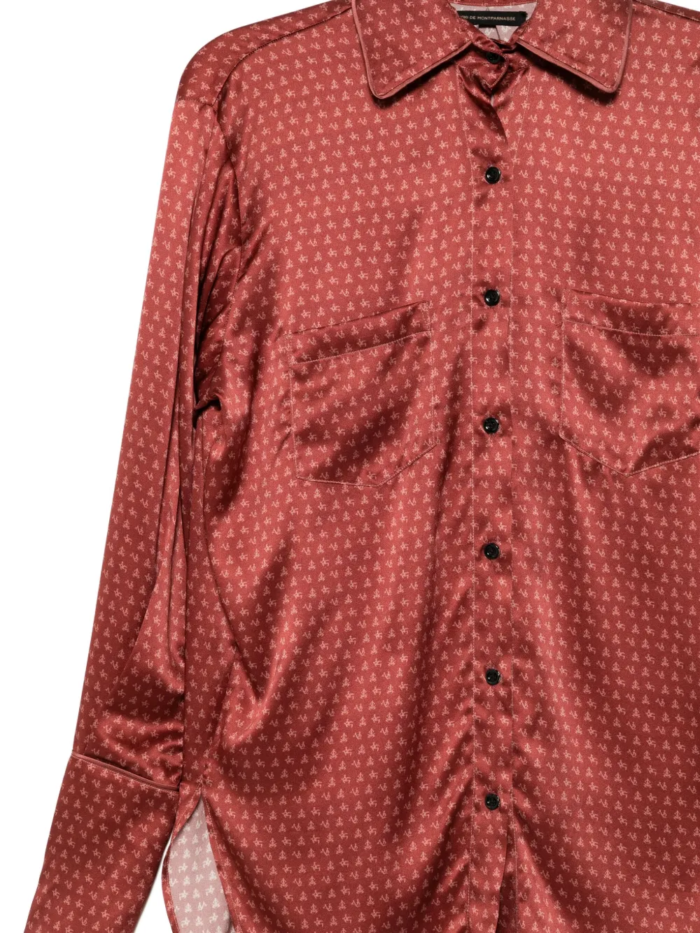 Kiki De Montparnasse Silk Lounge Moi Et Toi Nightshirt In Red