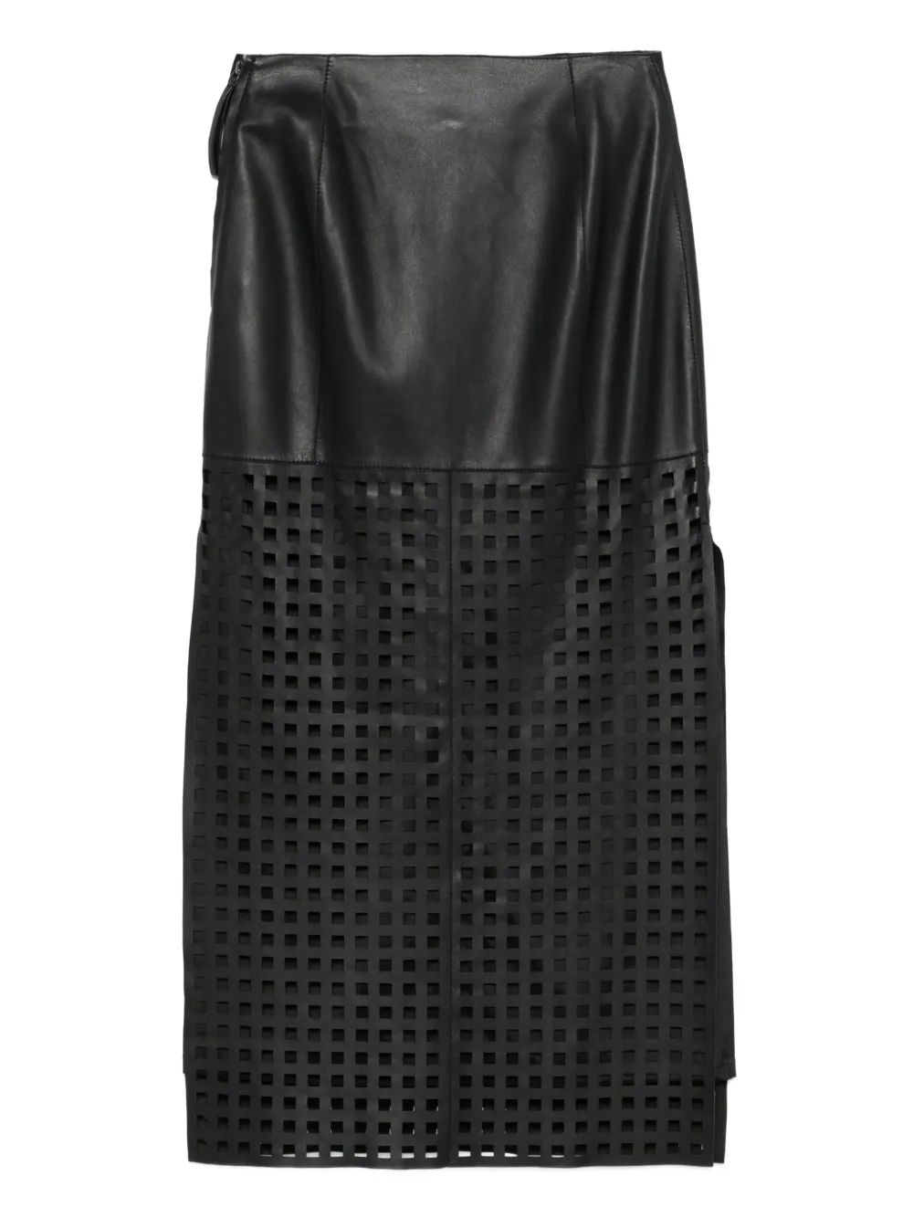 Emporio Armani darted-seams leather cut-out skirt - Zwart
