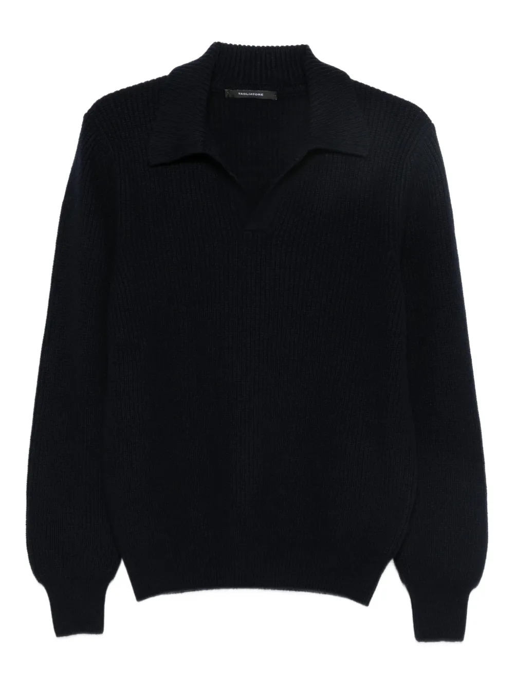 Tagliatore polo-collar ribbed-knit jumper - Blau