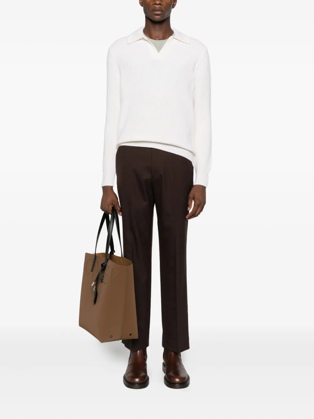 Tagliatore polo-collar long-sleeve jumper - Wit