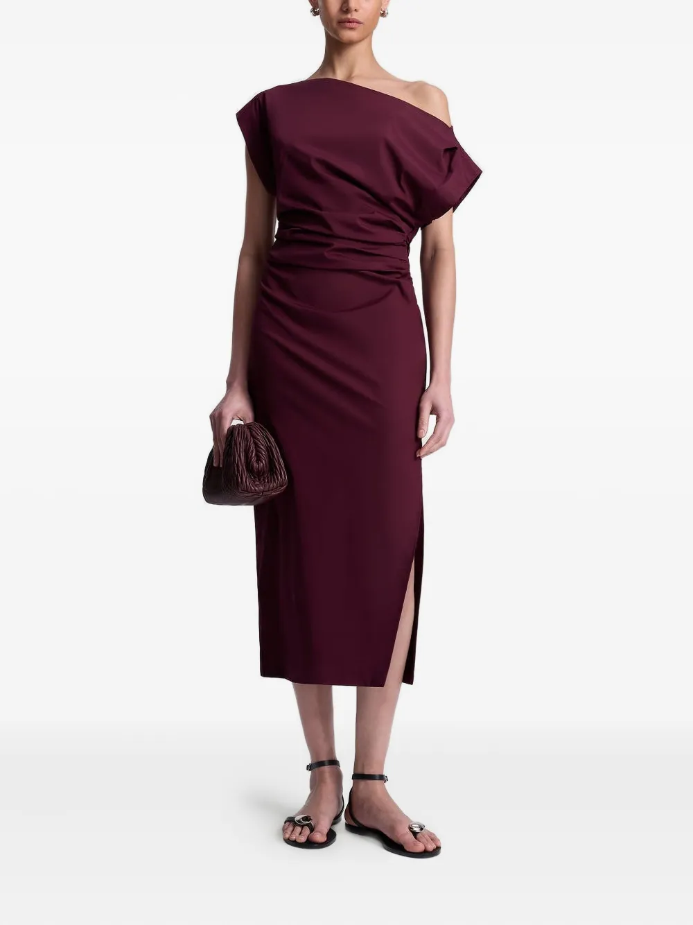 A.L.C. Nara one-shoulder ruched midi dress - Paars