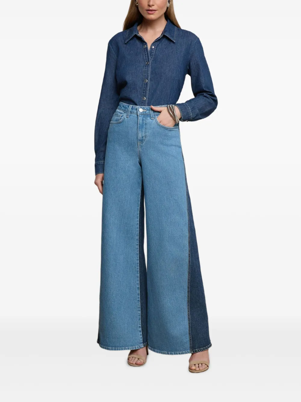L'Agence Beau high-rise wide-leg jeans - Blauw