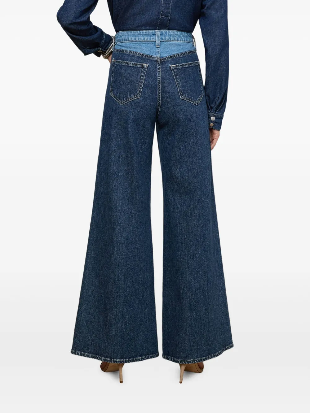 L'Agence Beau high waist jeans met wijde pijpen Blauw