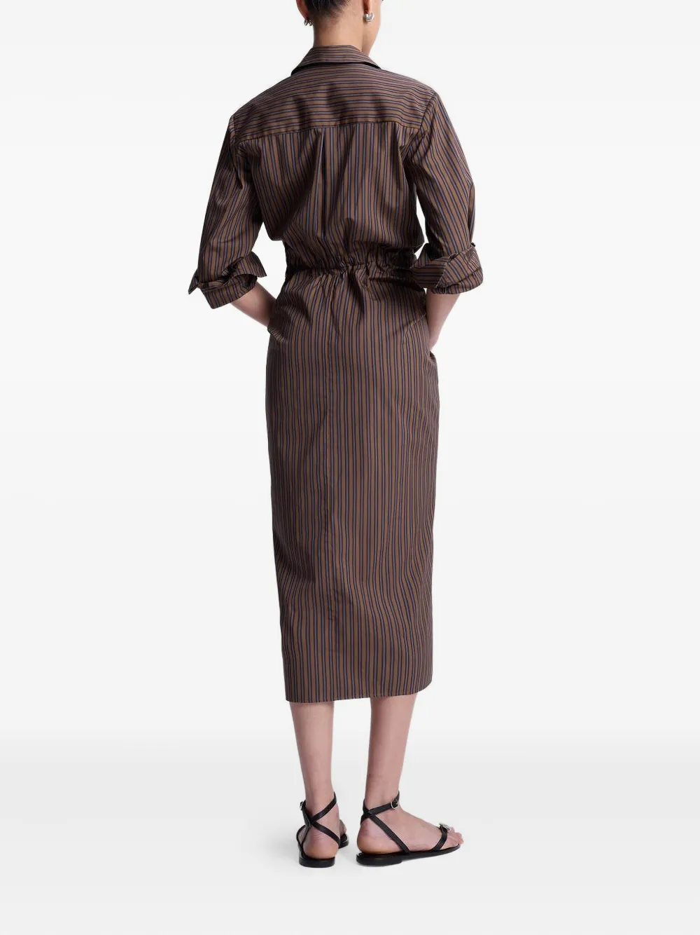 A.l.c Mila Striped Midi Dress In Brown