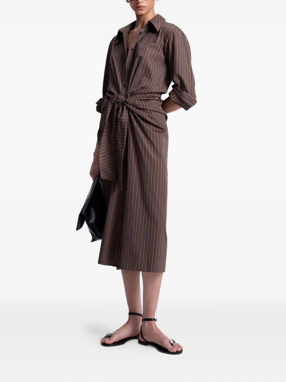A.l.c Mila Striped Midi Dress In Brown