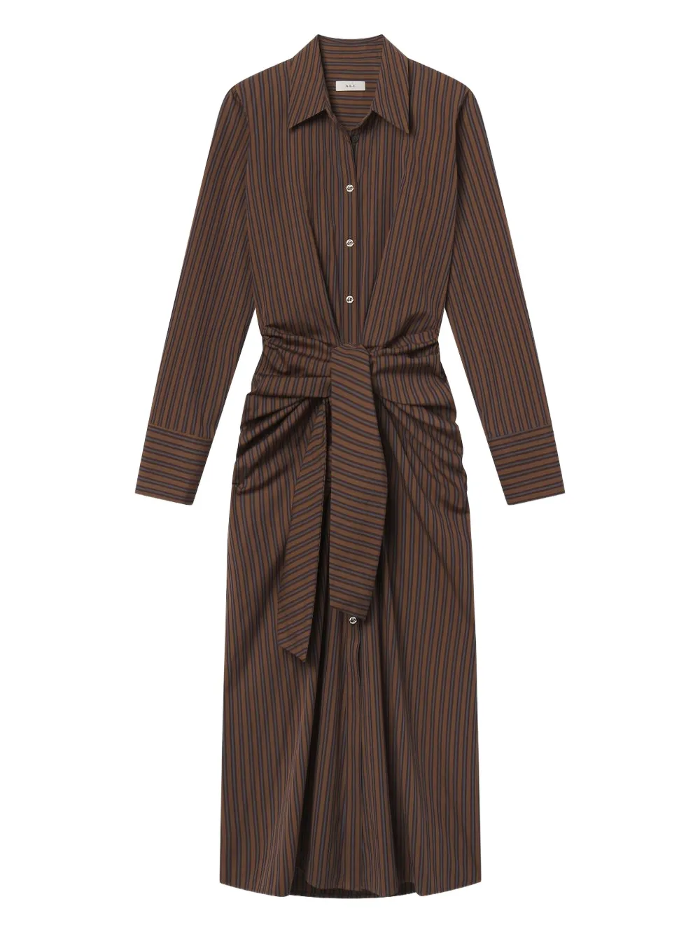 A.l.c Mila Striped Midi Dress In Brown