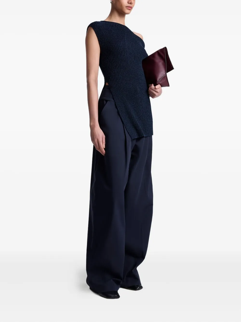 A.l.c Millie Asymmetric Ribbed Top In Blue