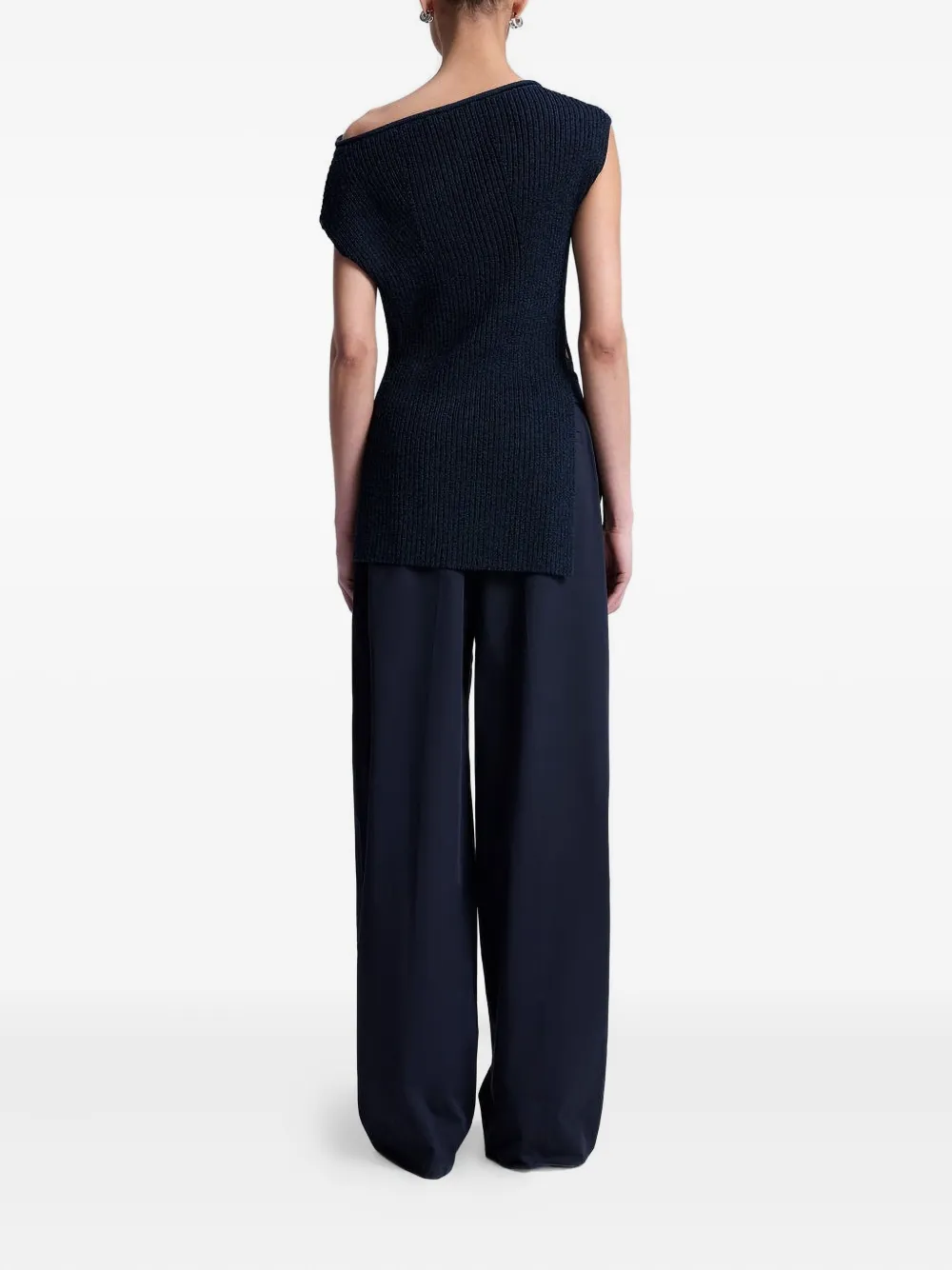 A.l.c Millie Asymmetric Ribbed Top In Blue