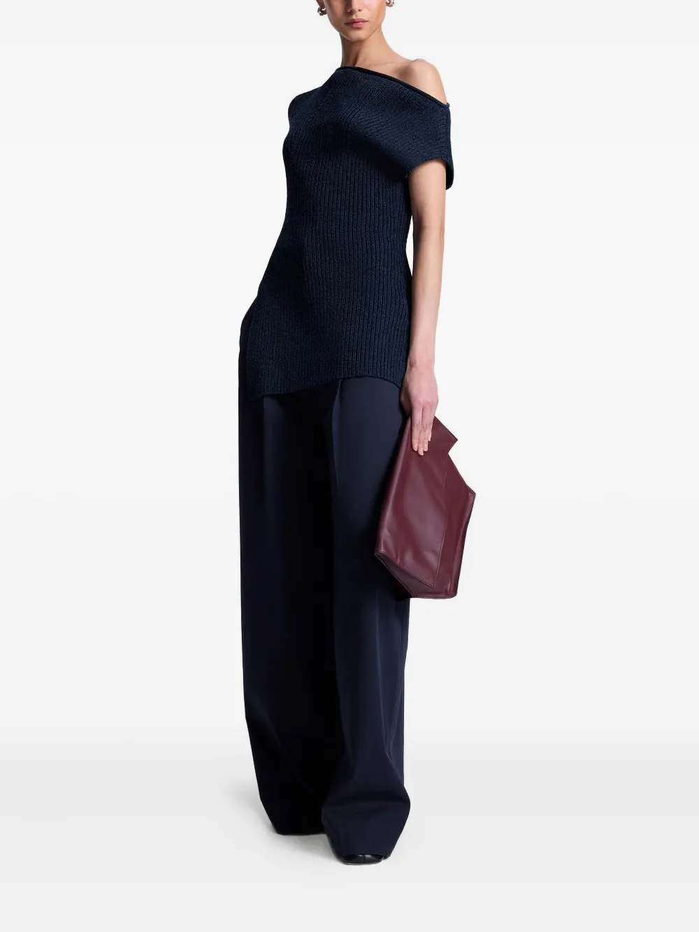 A.l.c Millie Asymmetric Ribbed Top In Blue