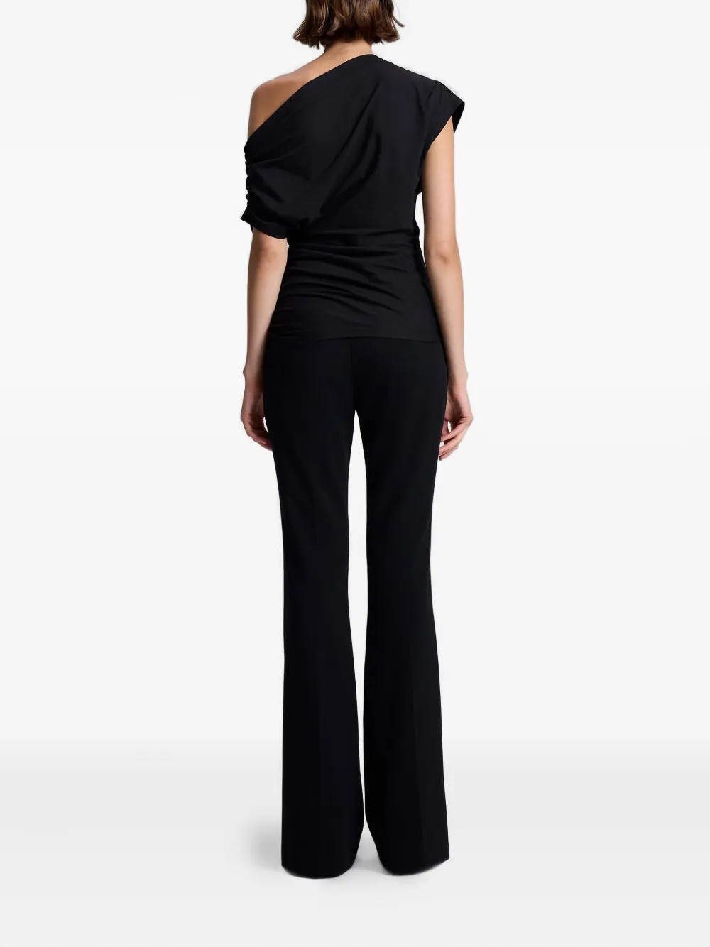 A.L.C. Asymmetrisch gesmockt T-shirt Zwart