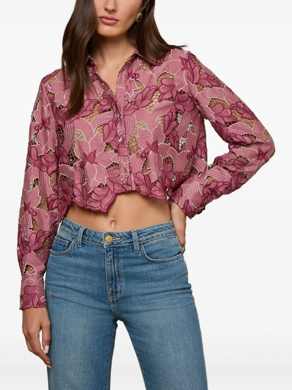 L'agence Akemi Floral-buttoned Shirt In Pink