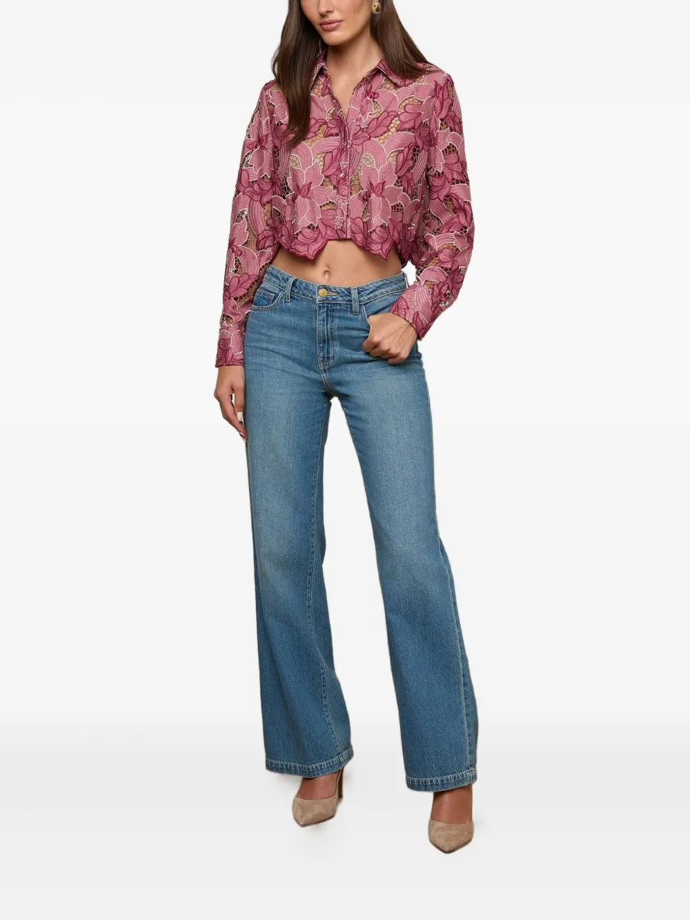 L'agence Akemi Floral-buttoned Shirt In Pink