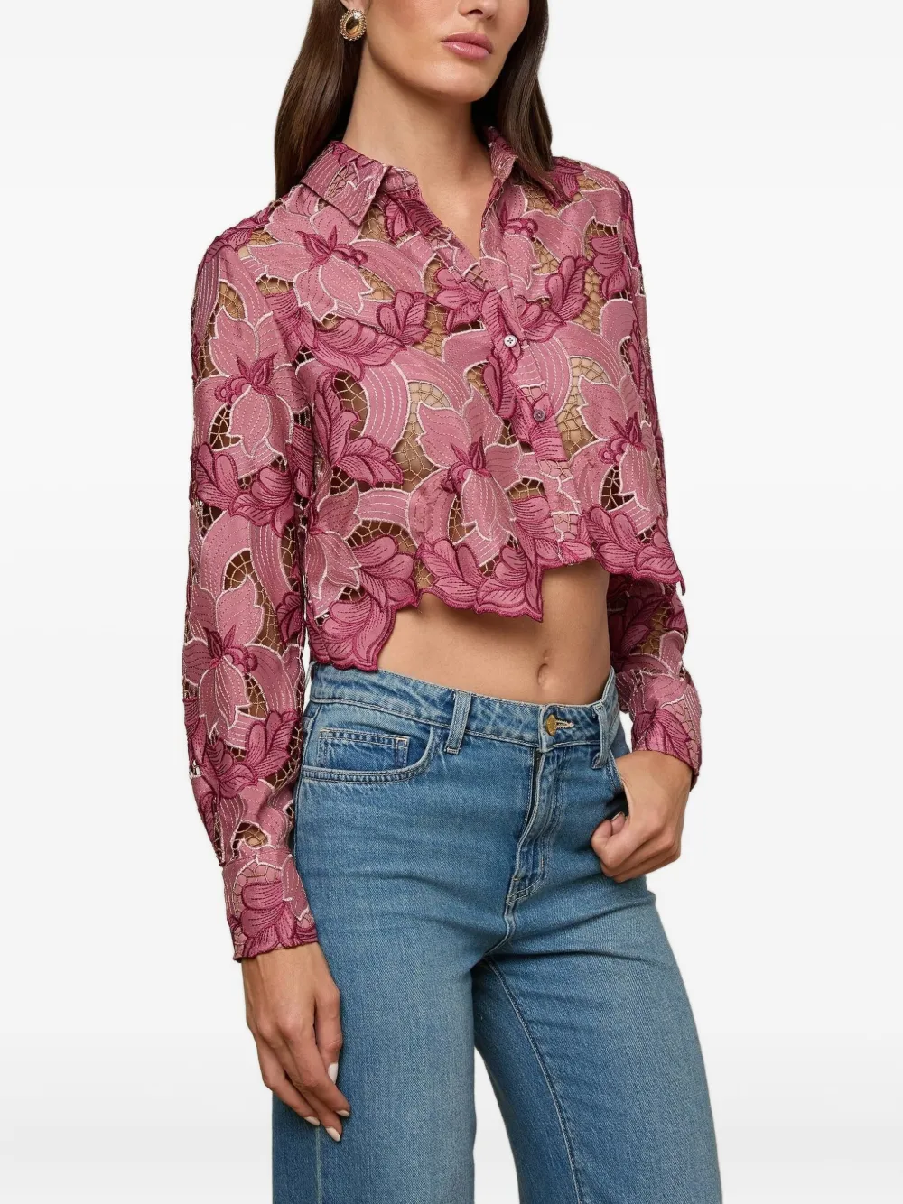 L'agence Akemi Floral-buttoned Shirt In Pink