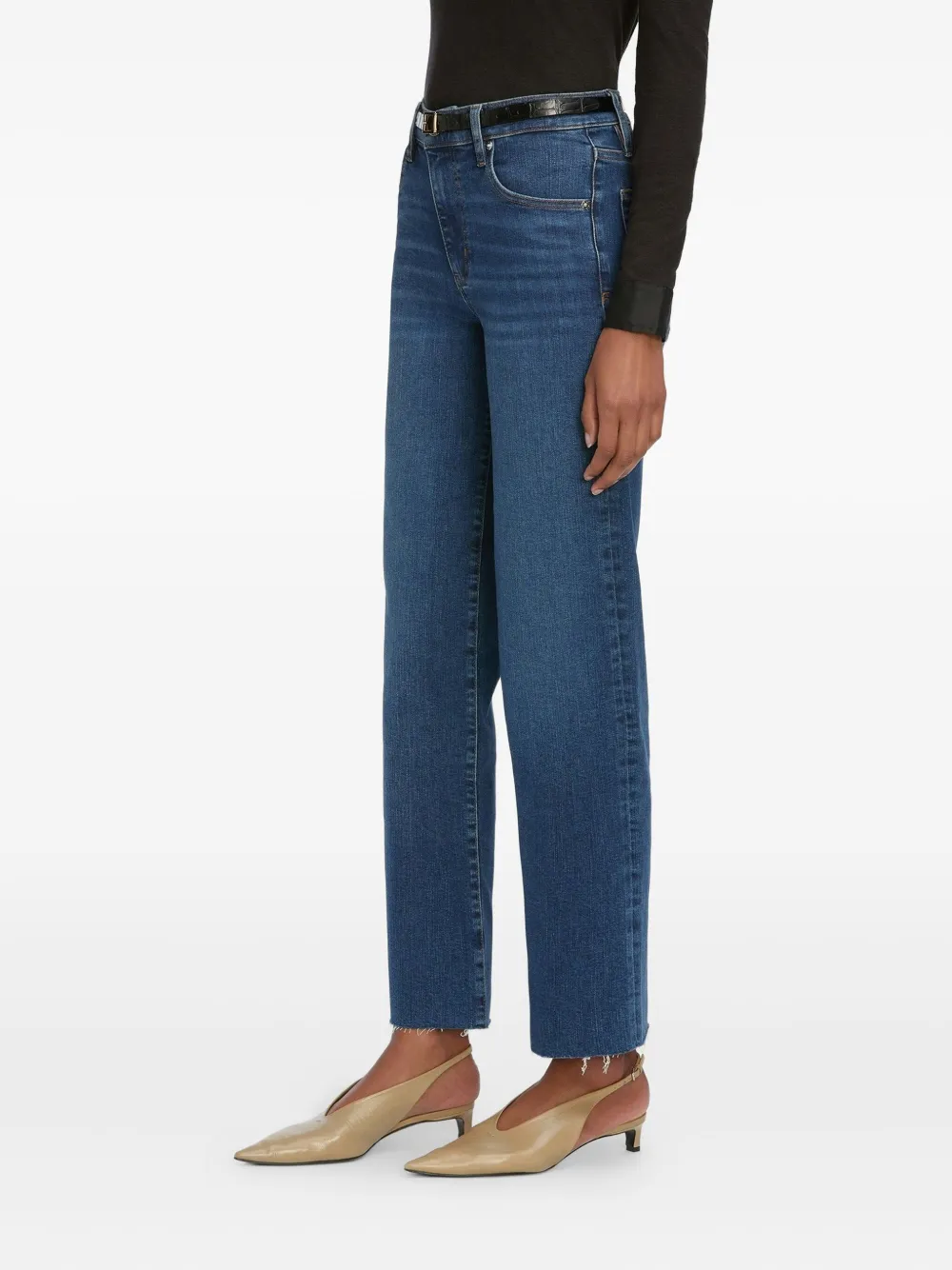 Frame The Mellow Frayed Jeans In Blue