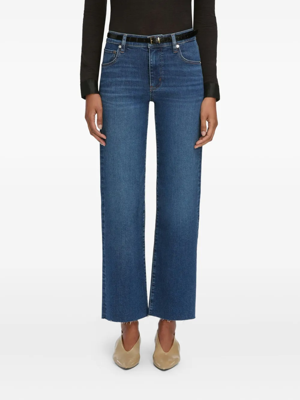 Frame The Mellow Frayed Jeans In Blue
