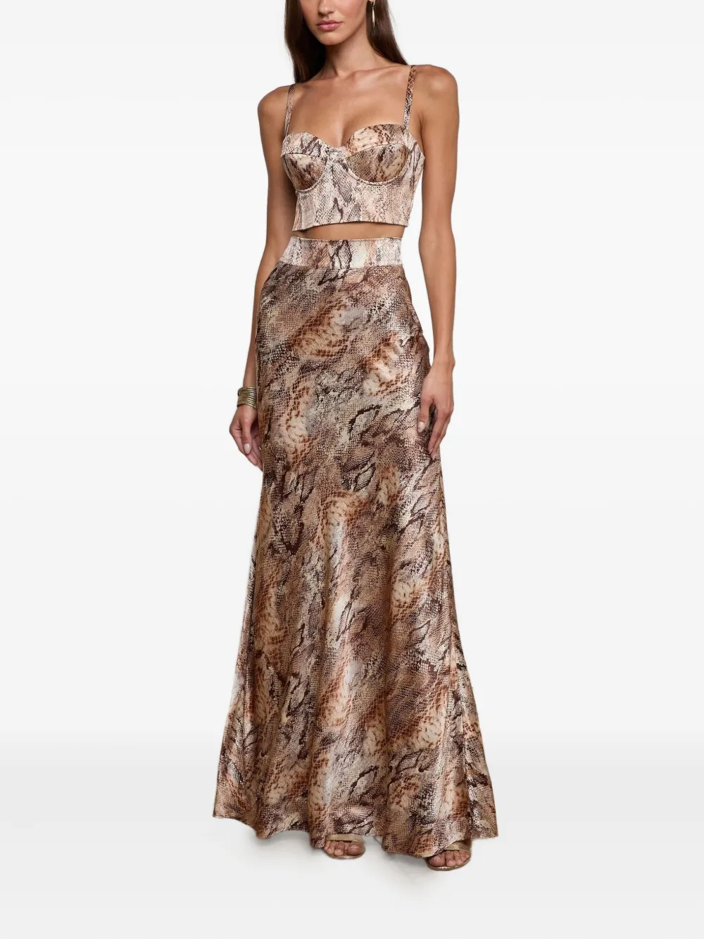 L'agence Ryker Waistband-bias Maxi Skirt In Brown