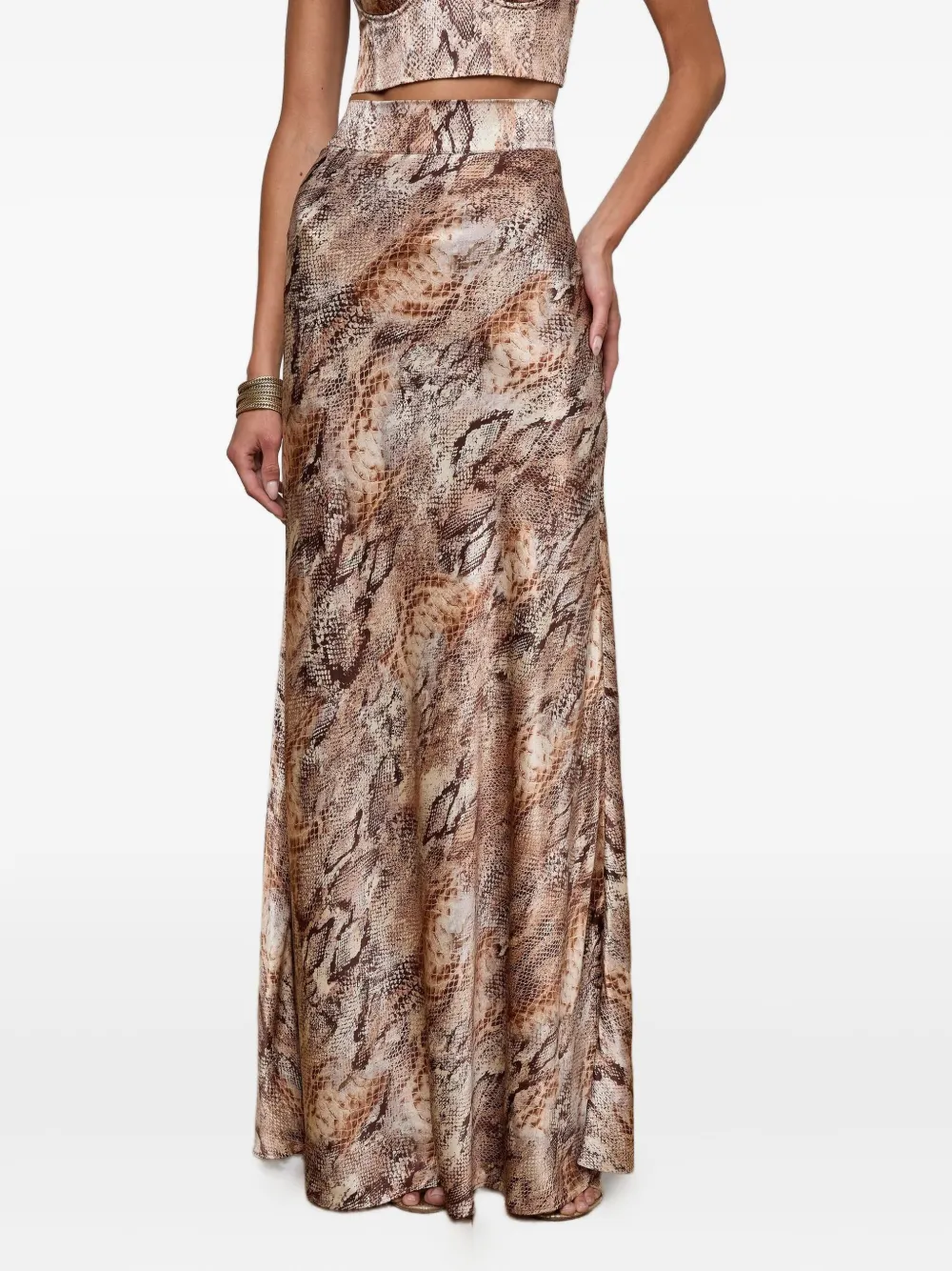 L'agence Ryker Waistband-bias Maxi Skirt In Brown