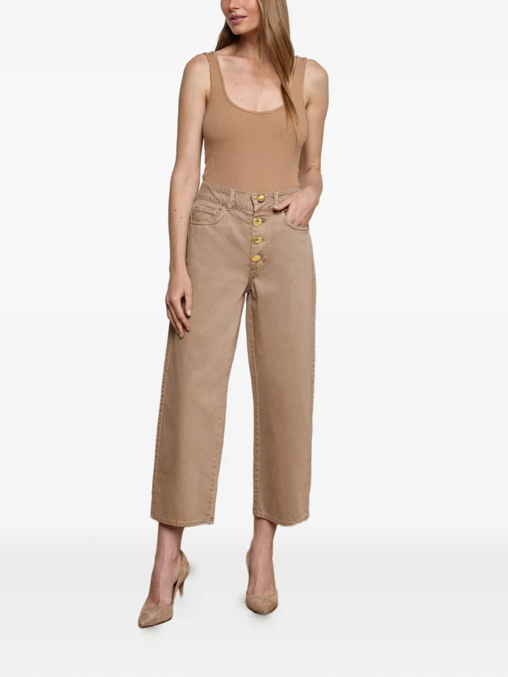 L'agence Liora High-rise Button Jeans In Neutral