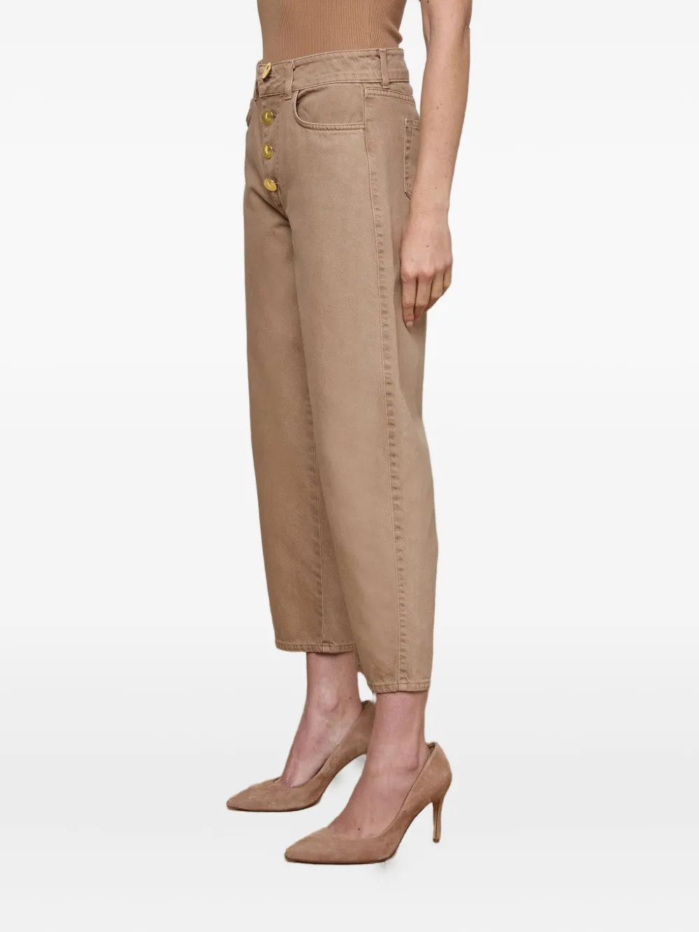 L'agence Liora High-rise Button Jeans In Neutral