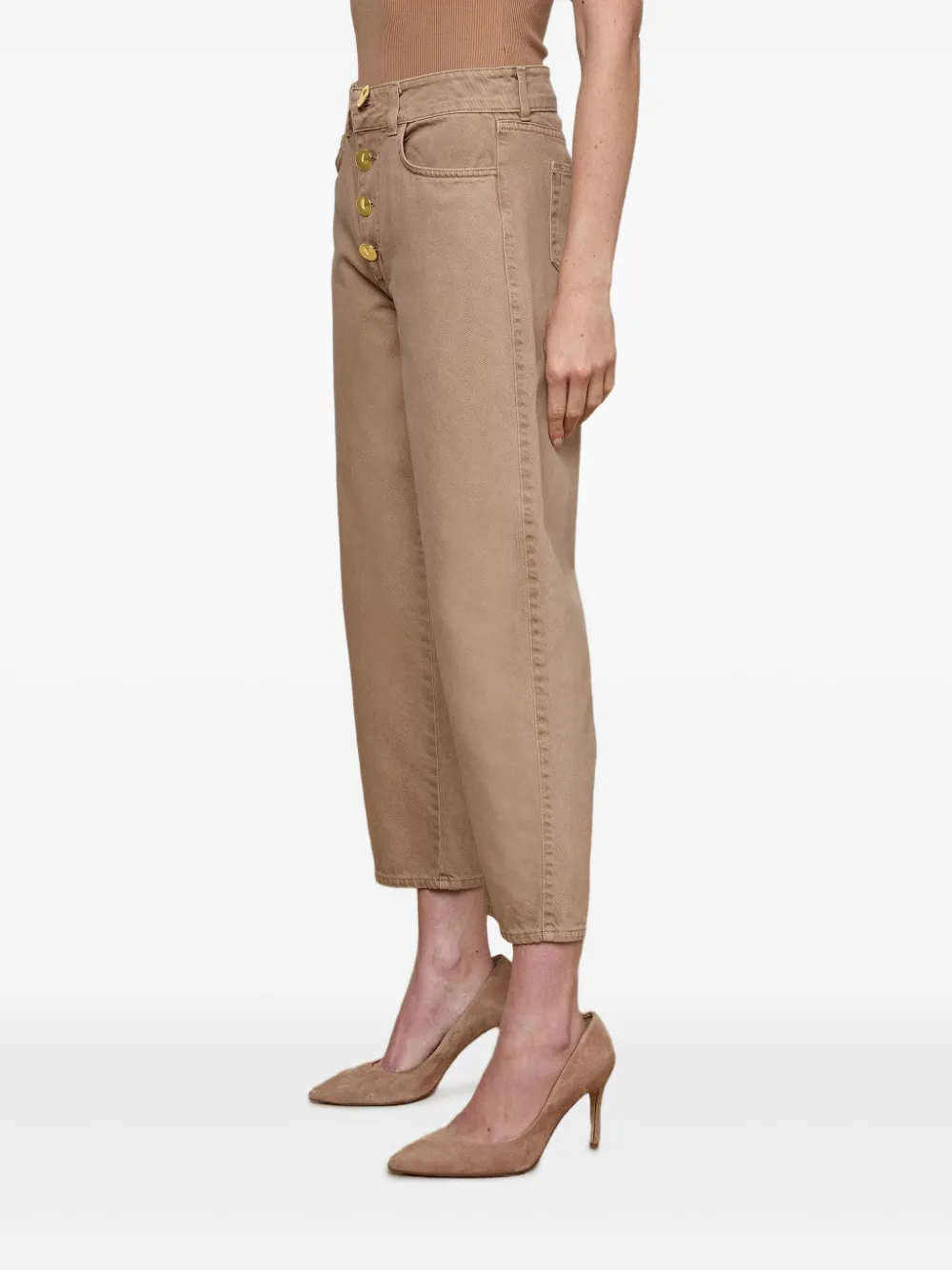L'Agence Liora high-waist jeans met knopen Beige