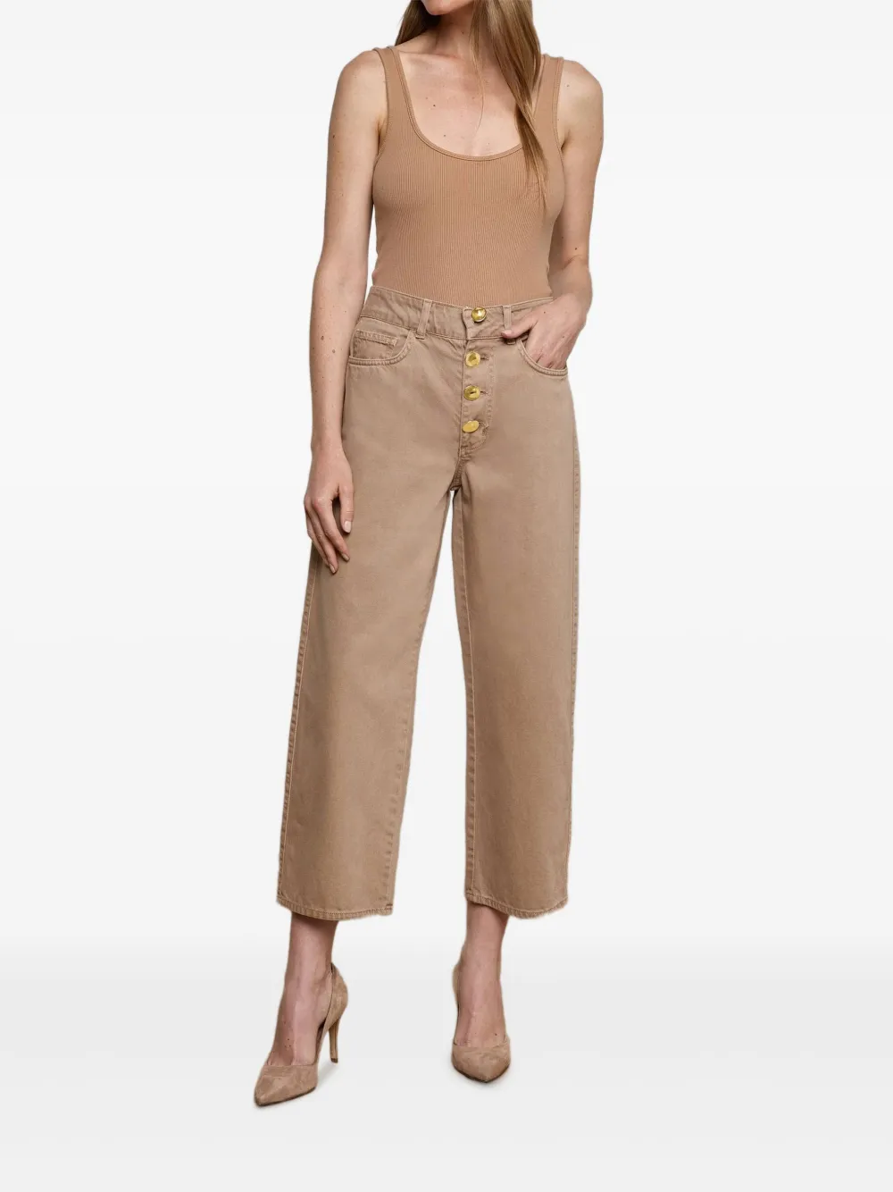 L'Agence Liora high-rise button jeans - Beige