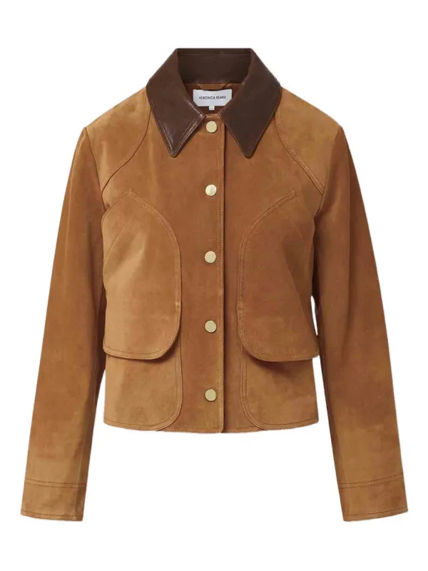 Veronica Beard Walters Suede Cropped Jacket Brown FARFETCH