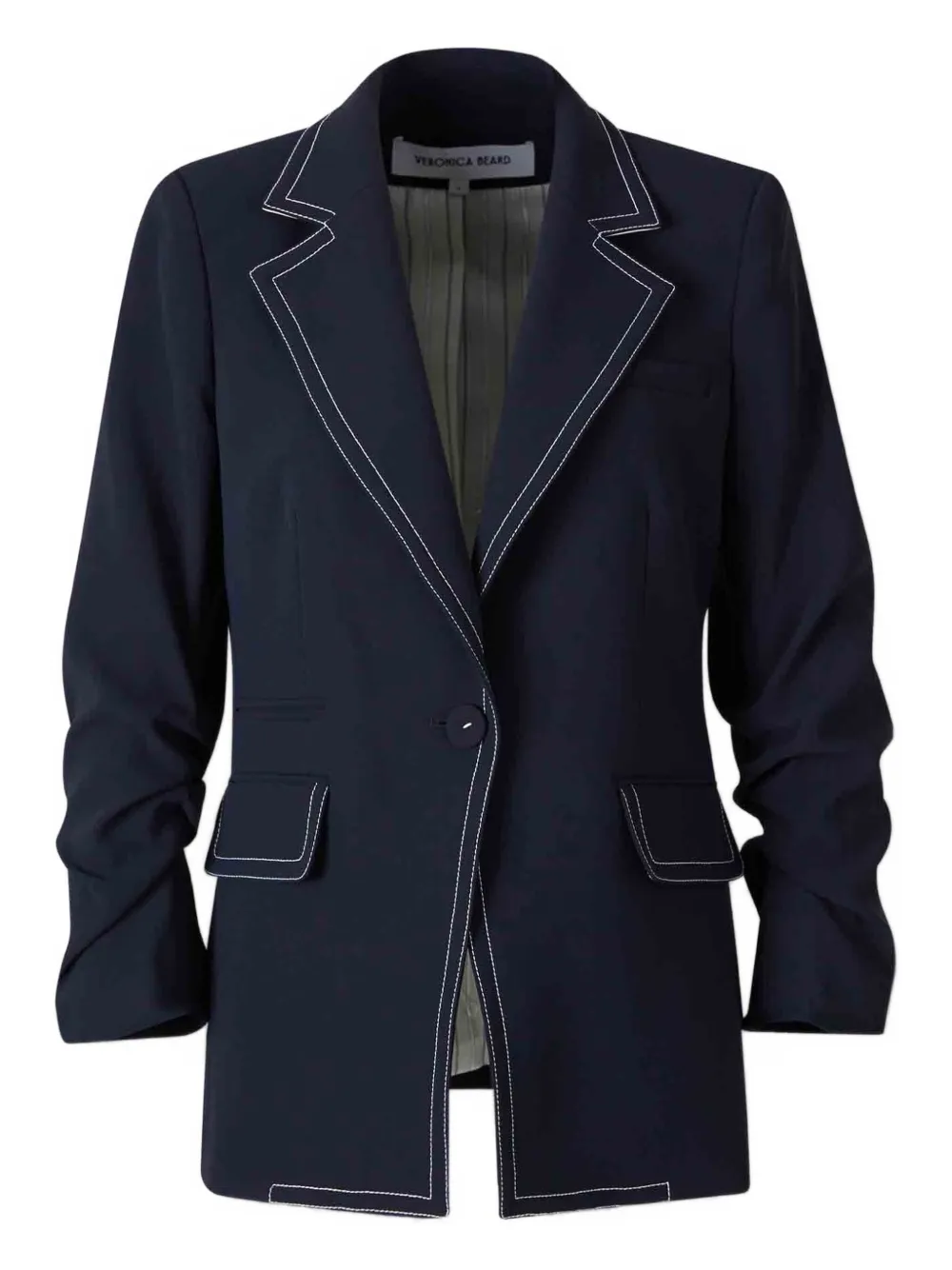 Veronica Beard Blazer met contrasterend stiksel en pofmouwen Blauw