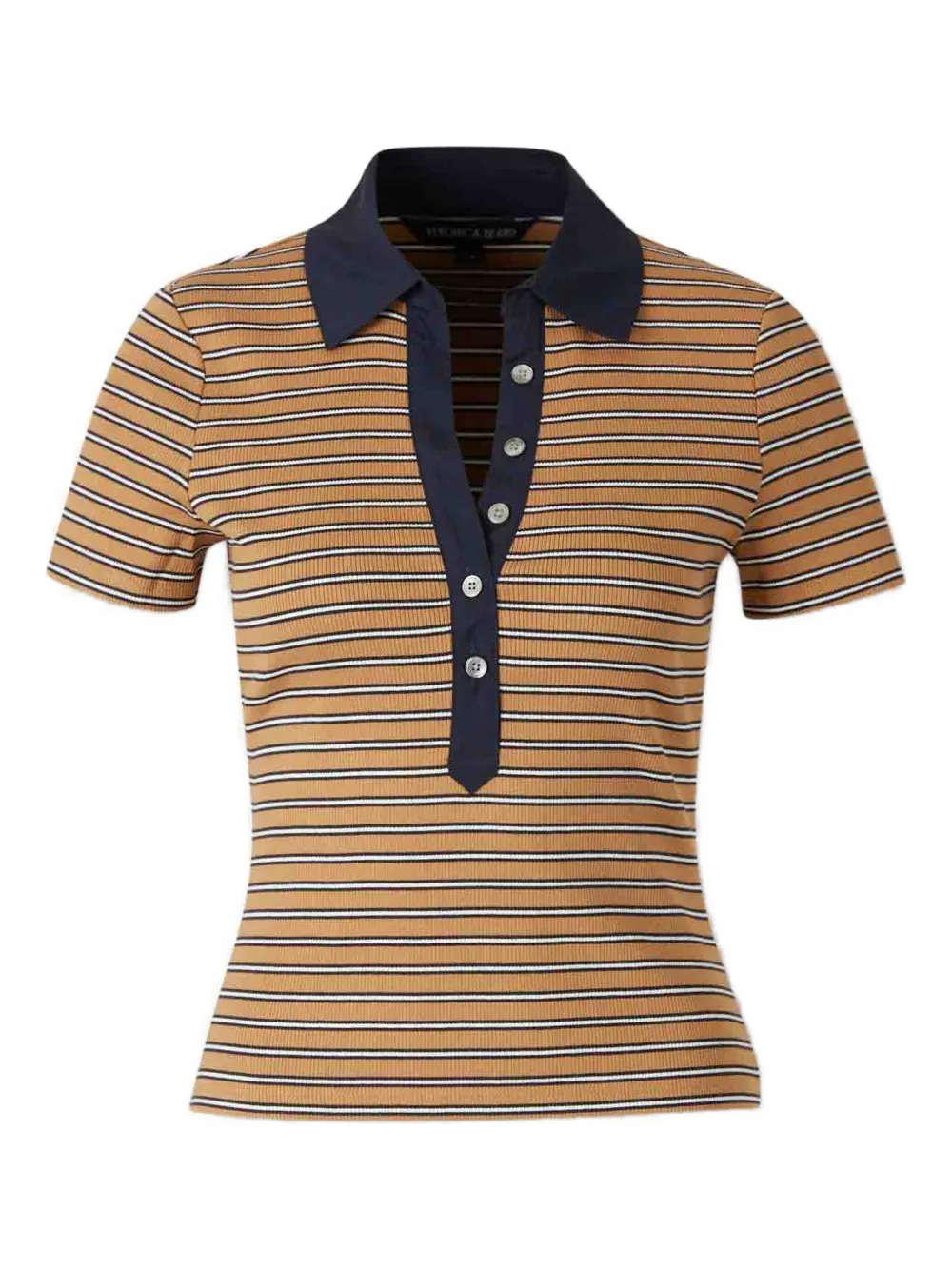 Veronica Beard Gestreept geribbeld poloshirt Bruin