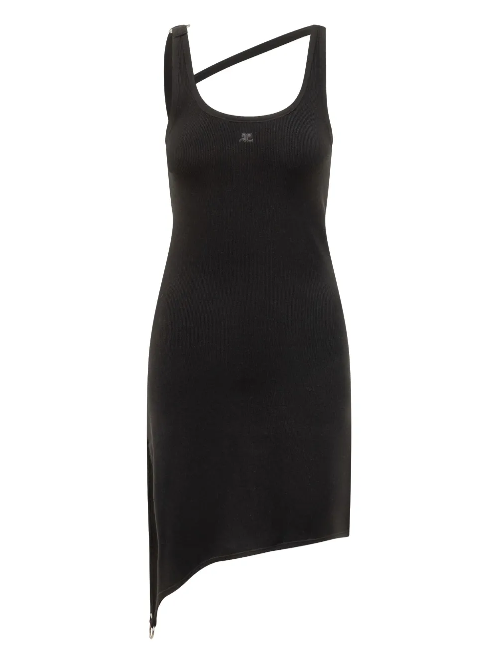 Courrèges asymmetrical-strap mini dress Zwart