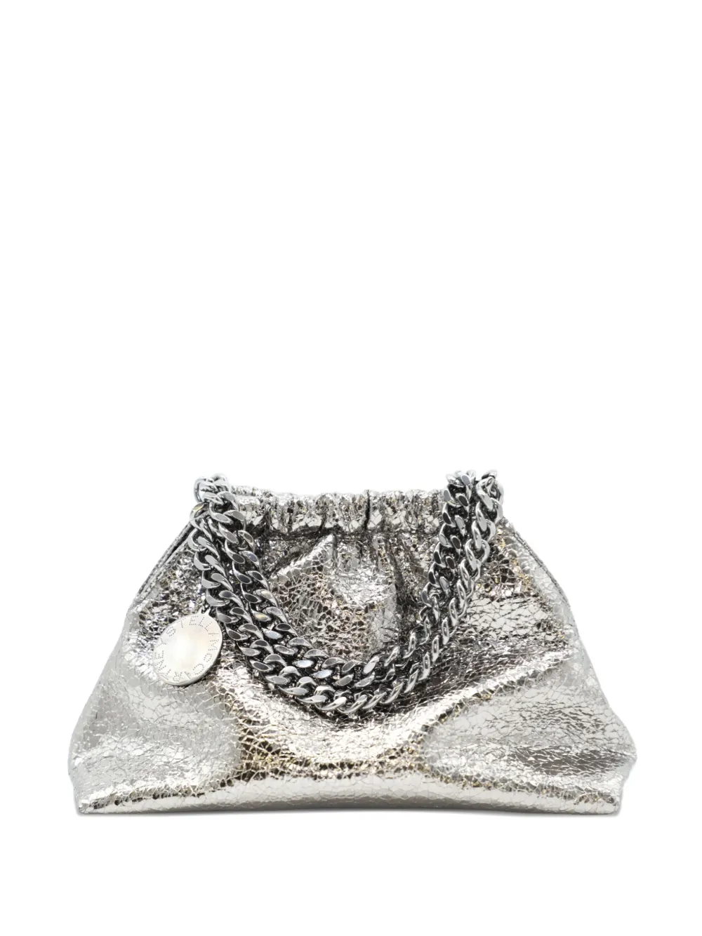 Stella Mccartney Chain-strap Ruched Clutch Bag In Gray