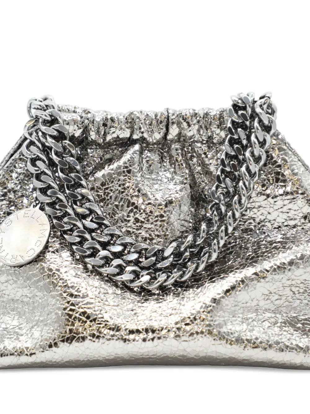Stella Mccartney Chain-strap Ruched Clutch Bag In Gray