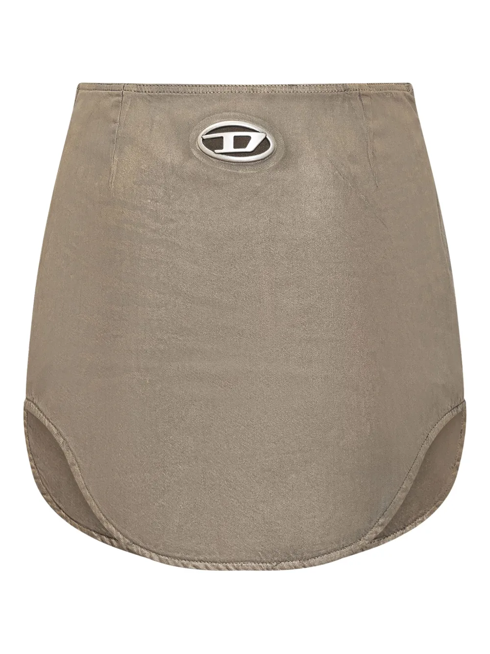 Diesel logo-plaque asymmetric skirt Beige