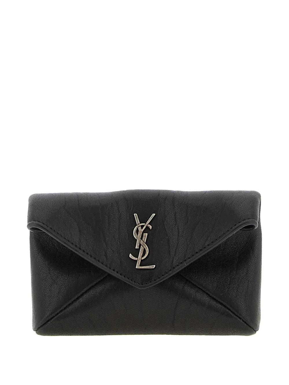 Saint Laurent Small Cassandre Envelope Snap-button Clutch Bag In Black